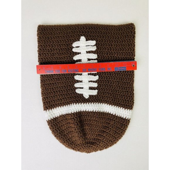 Handmade Crocheted Brown and White Football Tailgate LG Pot Cover NFL EXCELLENT - Picture 5 of 6